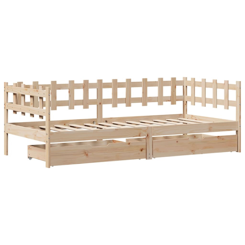 vidaXL Daybed with Drawers without Mattress 80x200 cm Solid Wood