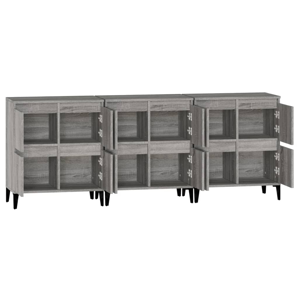 vidaXL Sideboards 3 pcs Grey Sonoma 60x35x70 cm Engineered Wood