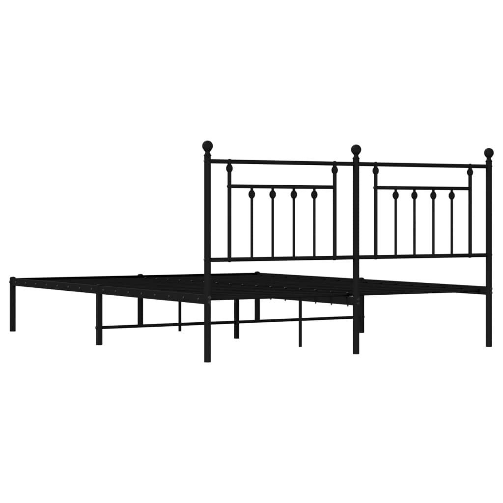 vidaXL Metal Bed Frame without Mattress with Headboard Black 183x213 cm