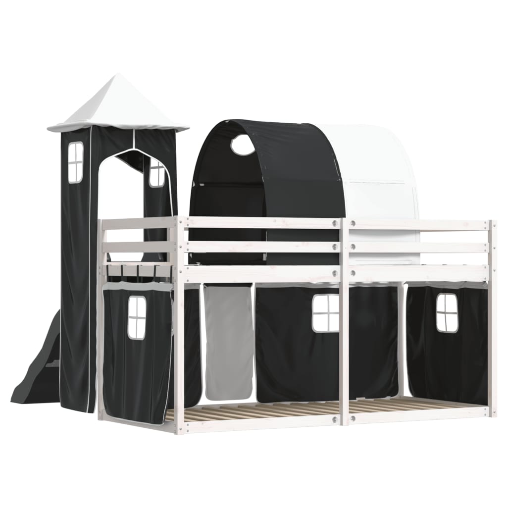 vidaXL Bunk Bed without Mattress with Slide White and Black 80x200 cm