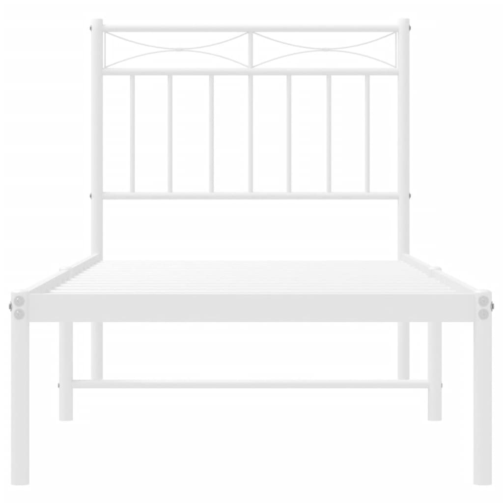 vidaXL Metal Bed Frame without Mattress with Headboard White 80x200 cm