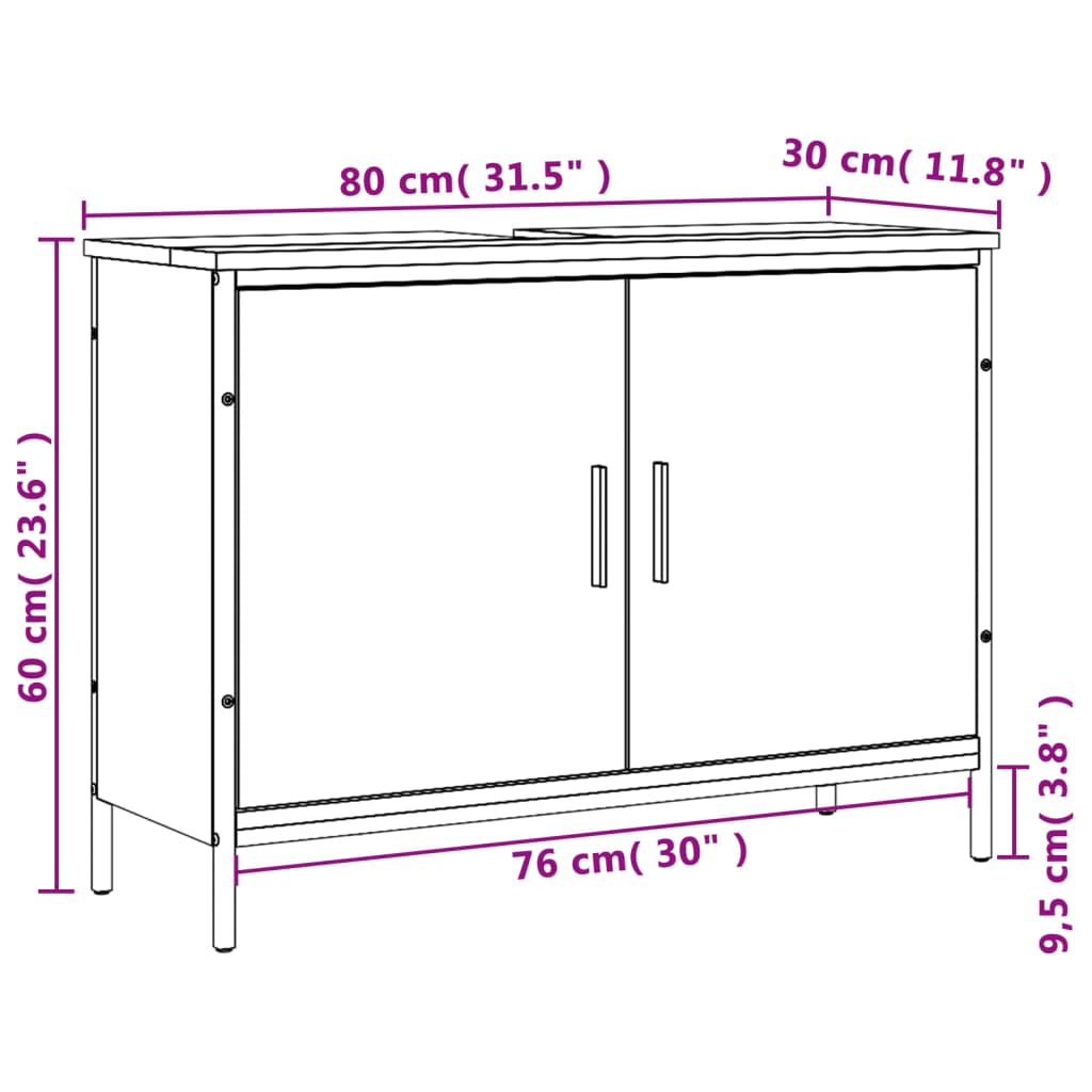 vidaXL Bathroom Sink Cabinet Grey Sonoma 80x30x60 cm Engineered Wood