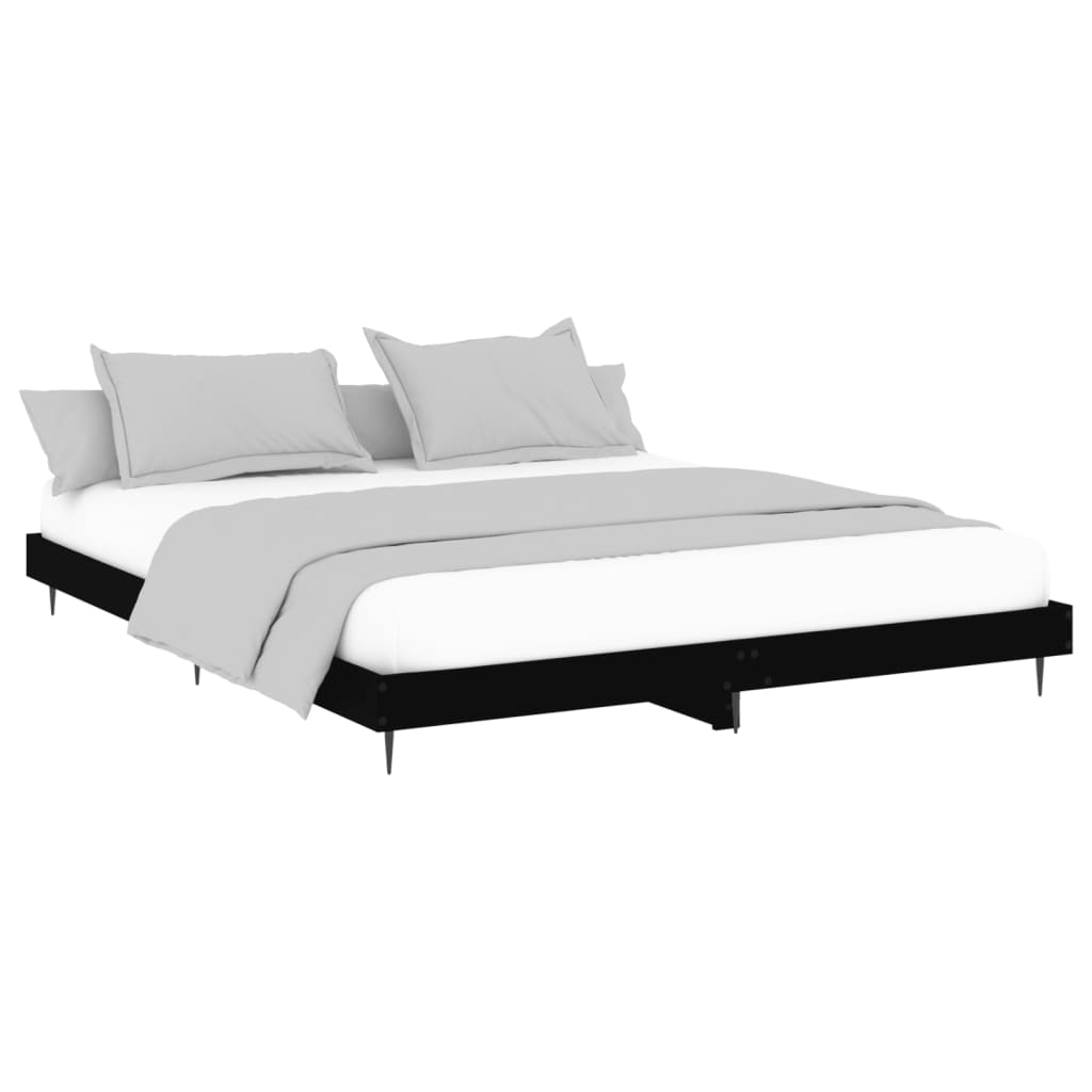 vidaXL Bed Frame without Mattress Black 140x200 cm Engineered Wood