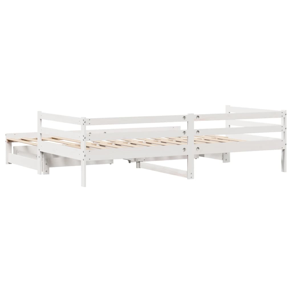 vidaXL Daybed with Trundle and Drawers without Mattress White 90x190 cm Single