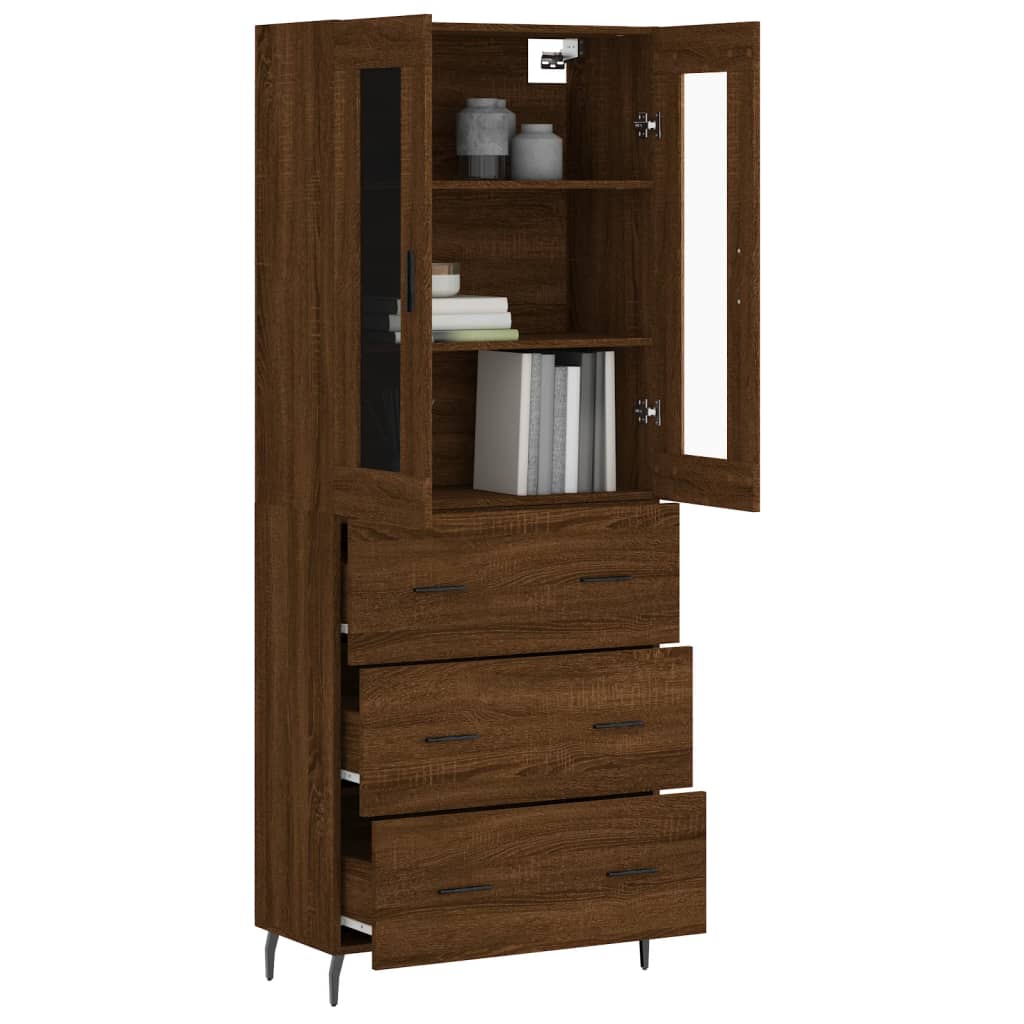 vidaXL Highboard Brown Oak 69.5x34x180 cm Engineered Wood