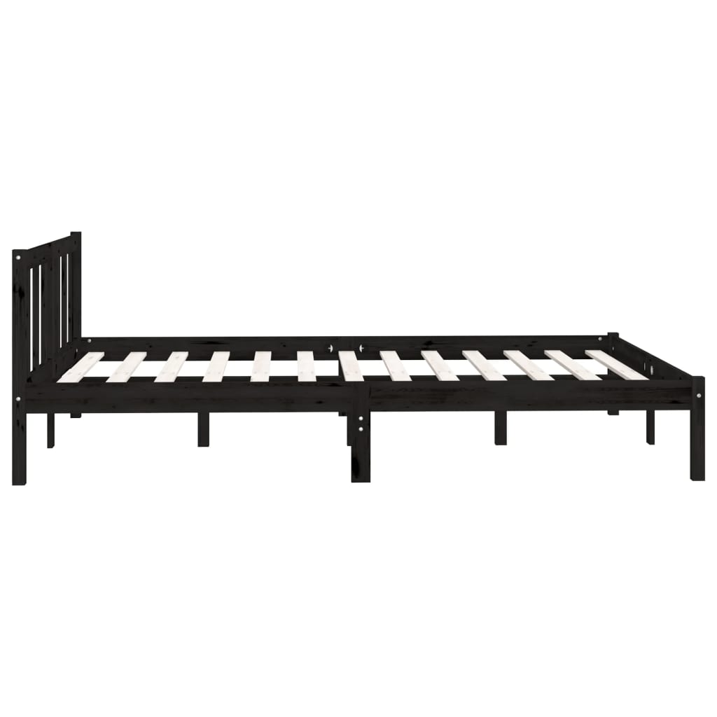 vidaXL Bed Frame without Mattress Black Solid Wood 160x200 cm