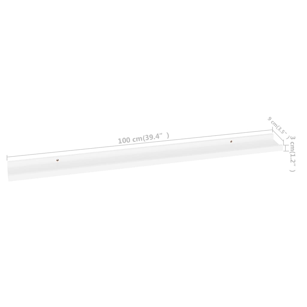 vidaXL Wall Shelves 2 pcs White 100x9x3 cm