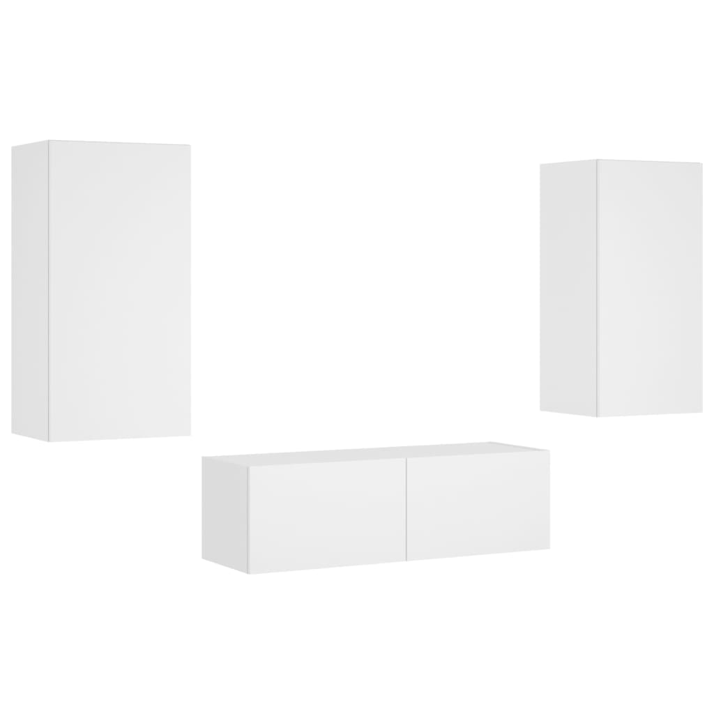 vidaXL 3 Piece TV Wall Cabinets with LED Lights White
