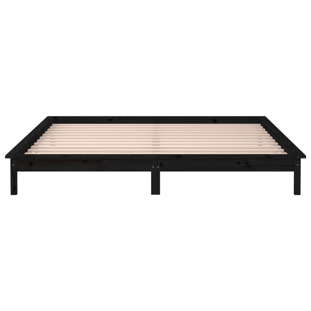 vidaXL LED Bed Frame without Mattress Black 200x200 cm Solid Wood