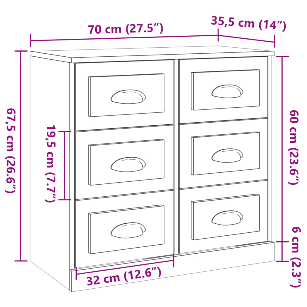 vidaXL Sideboards 3 pcs Concrete Grey Engineered Wood