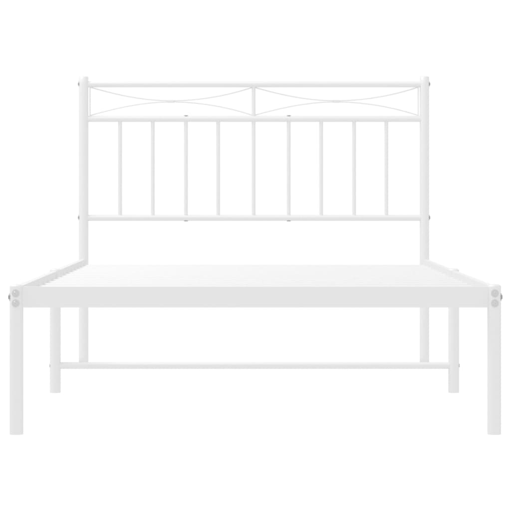 vidaXL Metal Bed Frame without Mattress with Headboard White 107x203 cm