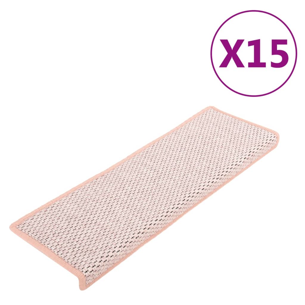 vidaXL Stair Mats Self-adhesive Sisal-Look 15 pcs 65x21x4 cm Red