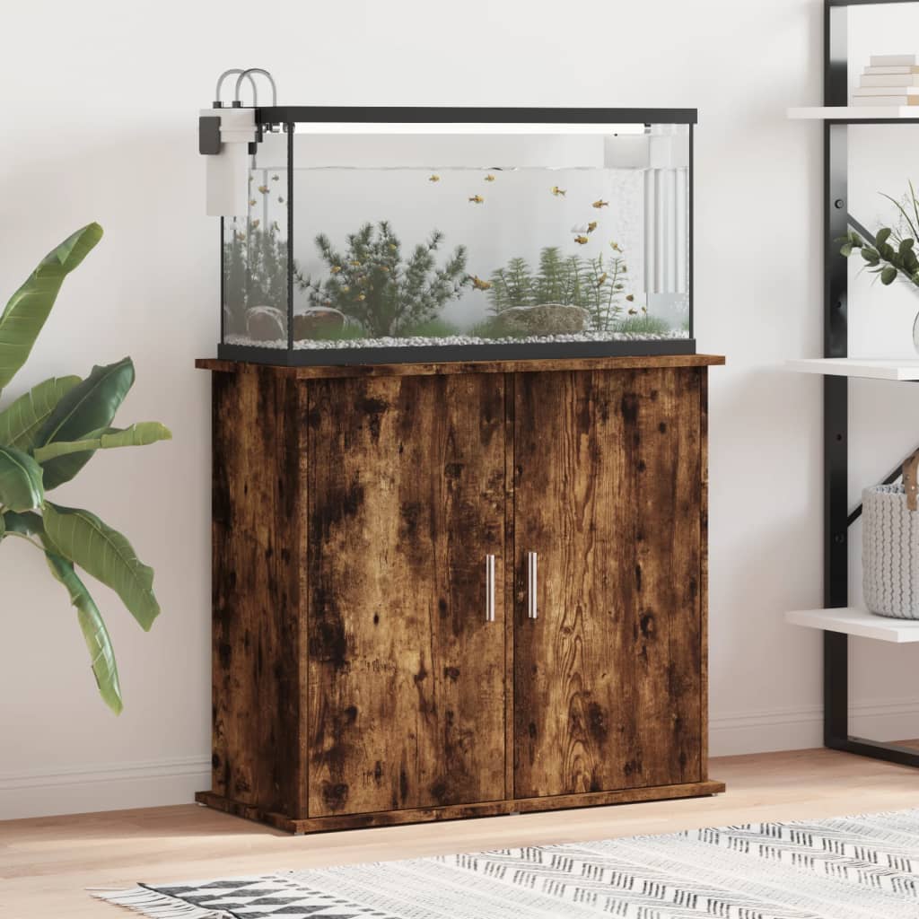 vidaXL Aquarium Stand Smoked Oak 81x36x73 cm Engineered Wood