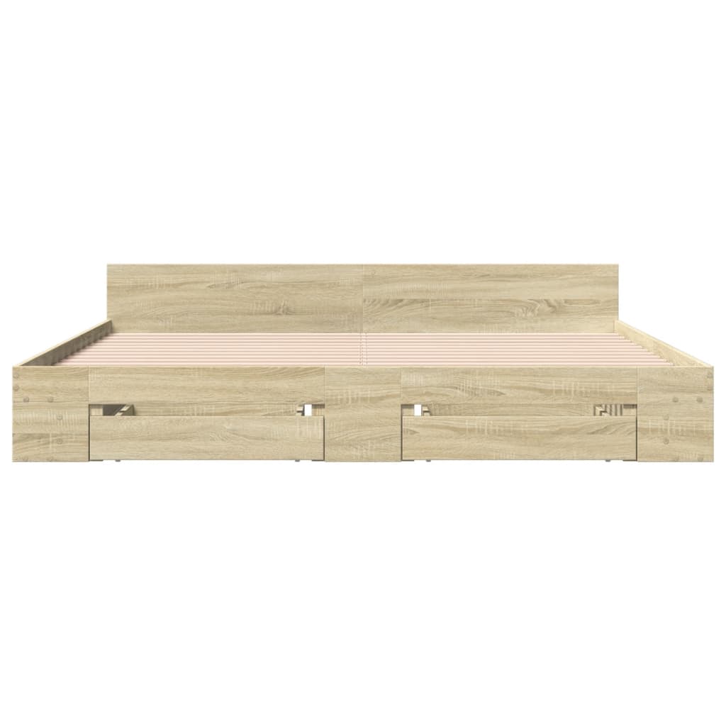 vidaXL Bed Frame with Drawers without Mattress Sonoma Oak 200x200 cm