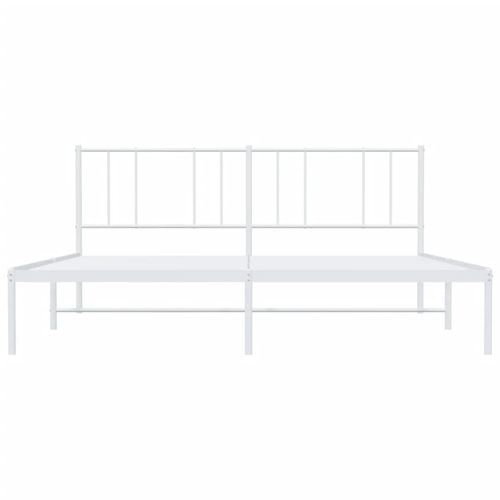 vidaXL Metal Bed Frame without Mattress with Headboard White 193x203 cm