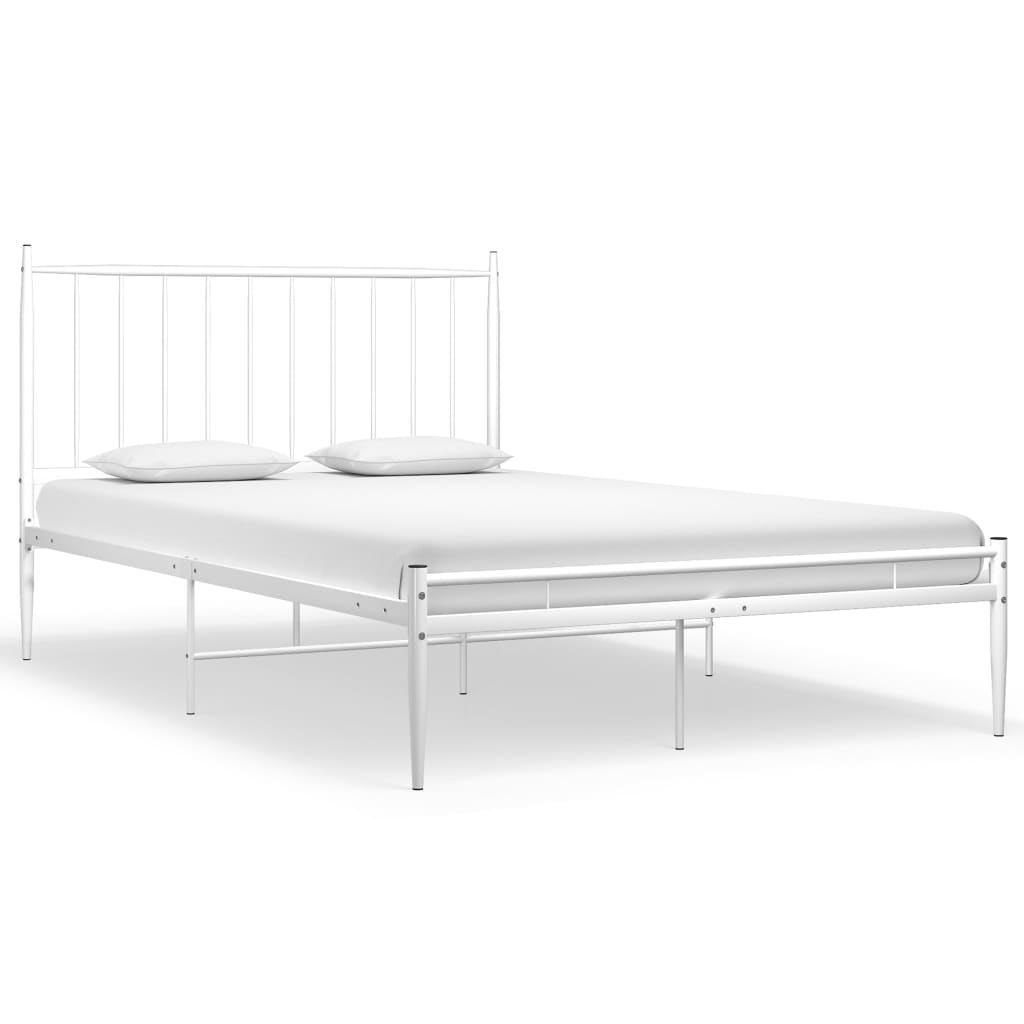 vidaXL Bed Frame without Mattress White Metal 120x200 cm