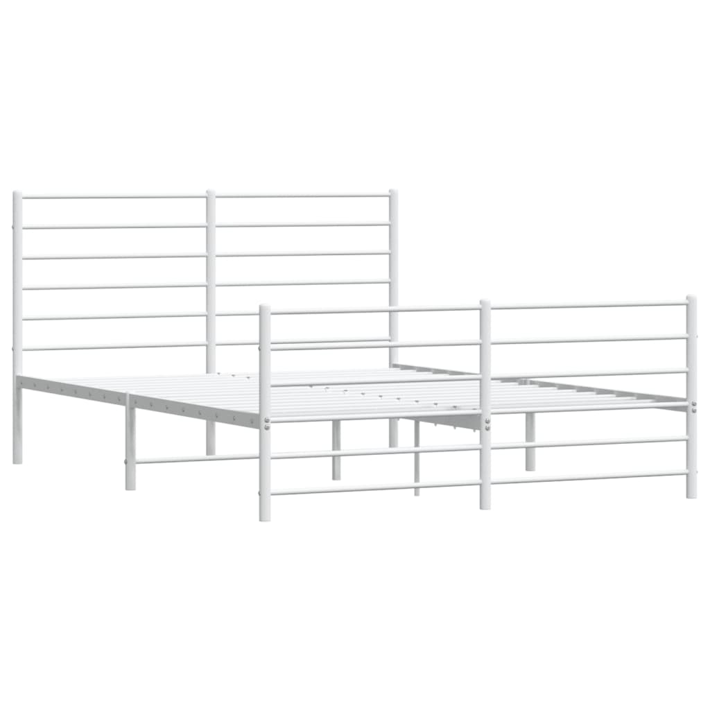 vidaXL Metal Bed Frame without Mattress with Footboard White 120x190 cm Small Double