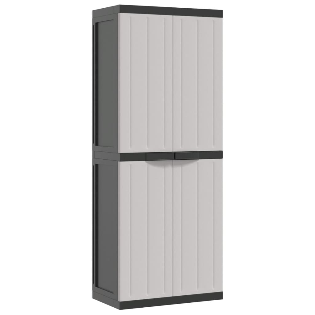 vidaXL Outdoor Storage Cabinet Grey and Black 65x37x165 cm PP