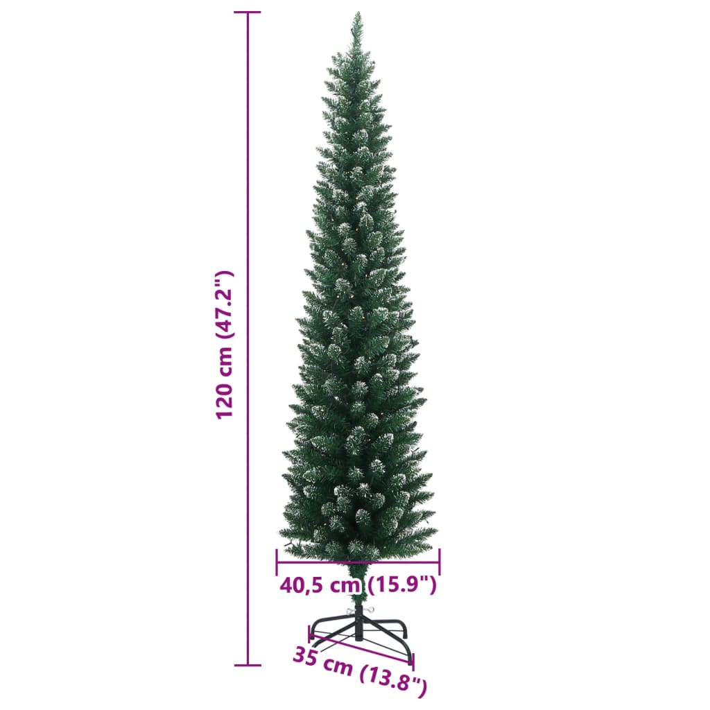 vidaXL Artificial Slim Christmas Tree 150 LEDs 120 cm