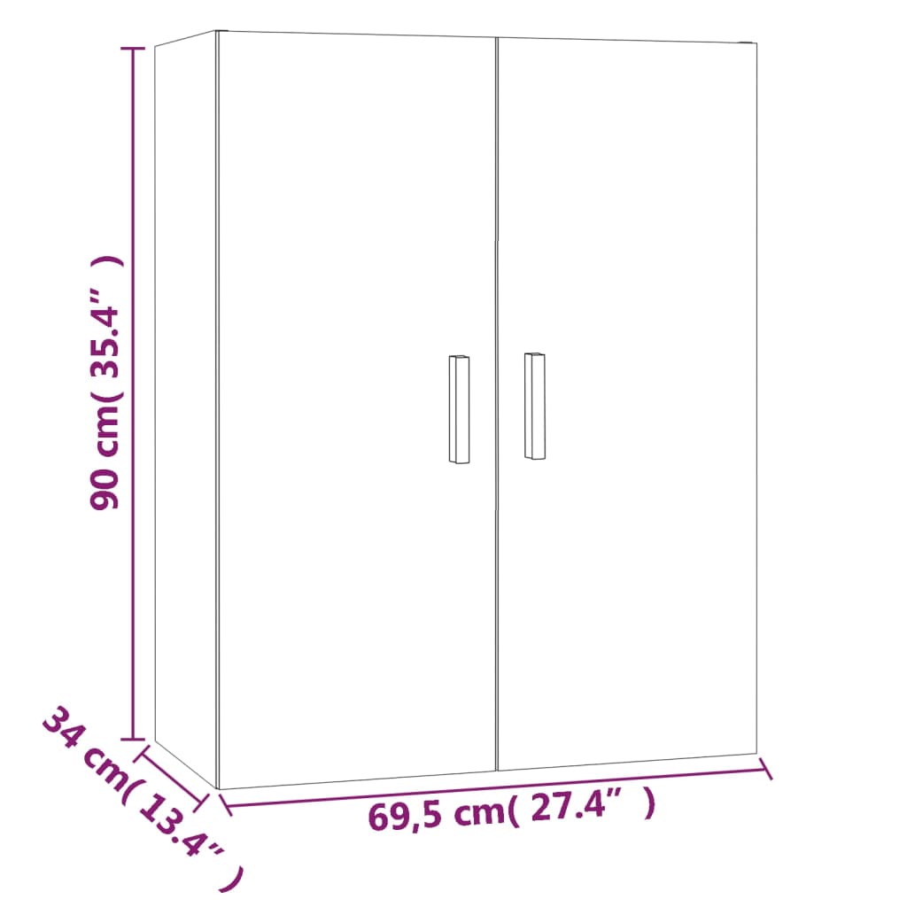 vidaXL Hanging Wall Cabinet Grey Sonoma 69.5x34x90 cm