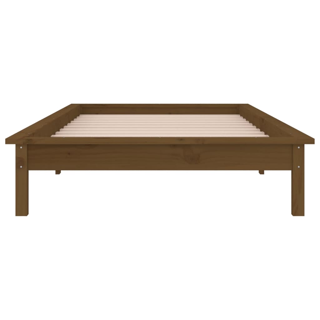 vidaXL LED Bed Frame without Mattress Honey Brown 100x200 cm Solid Wood