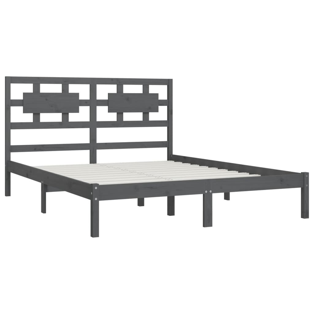 vidaXL Bed Frame without Mattress Grey 120x200 cm Solid Wood Pine