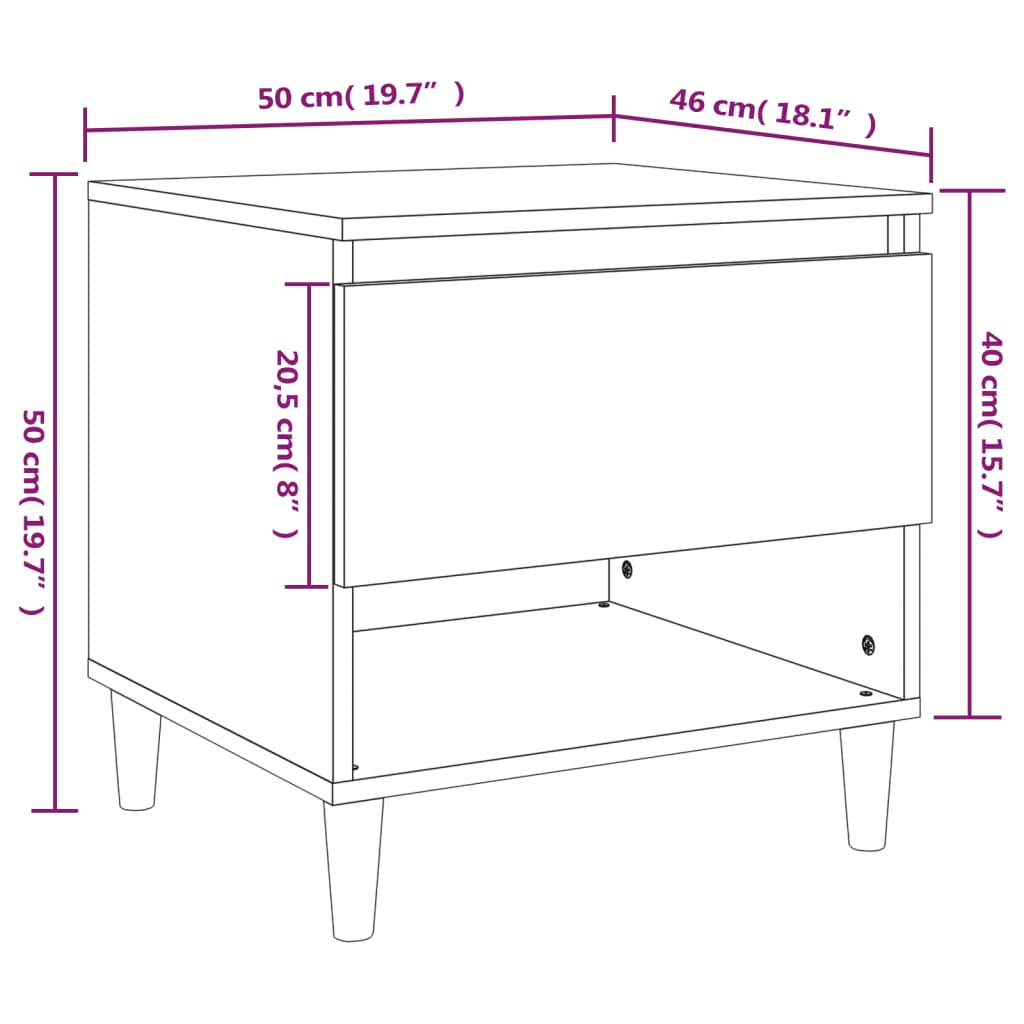 vidaXL Bedside Tables 2 pcs Concrete Grey 50x46x50 Engineered Wood