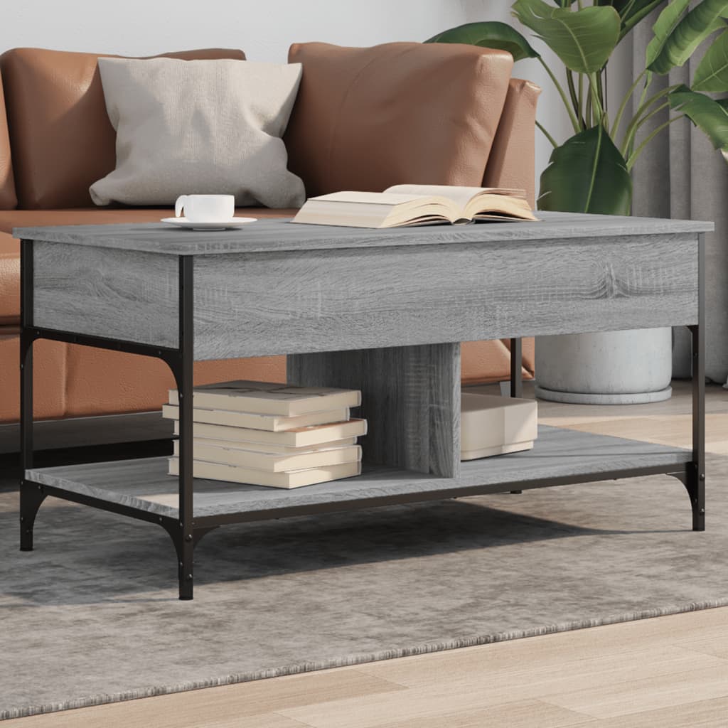 vidaXL Coffee Table Grey Sonoma 100x50x50 cm Engineered Wood and Metal