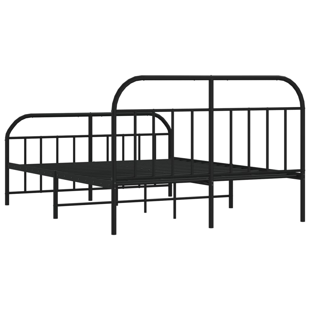 vidaXL Metal Bed Frame without Mattress with Footboard Black 135x190 cm Double