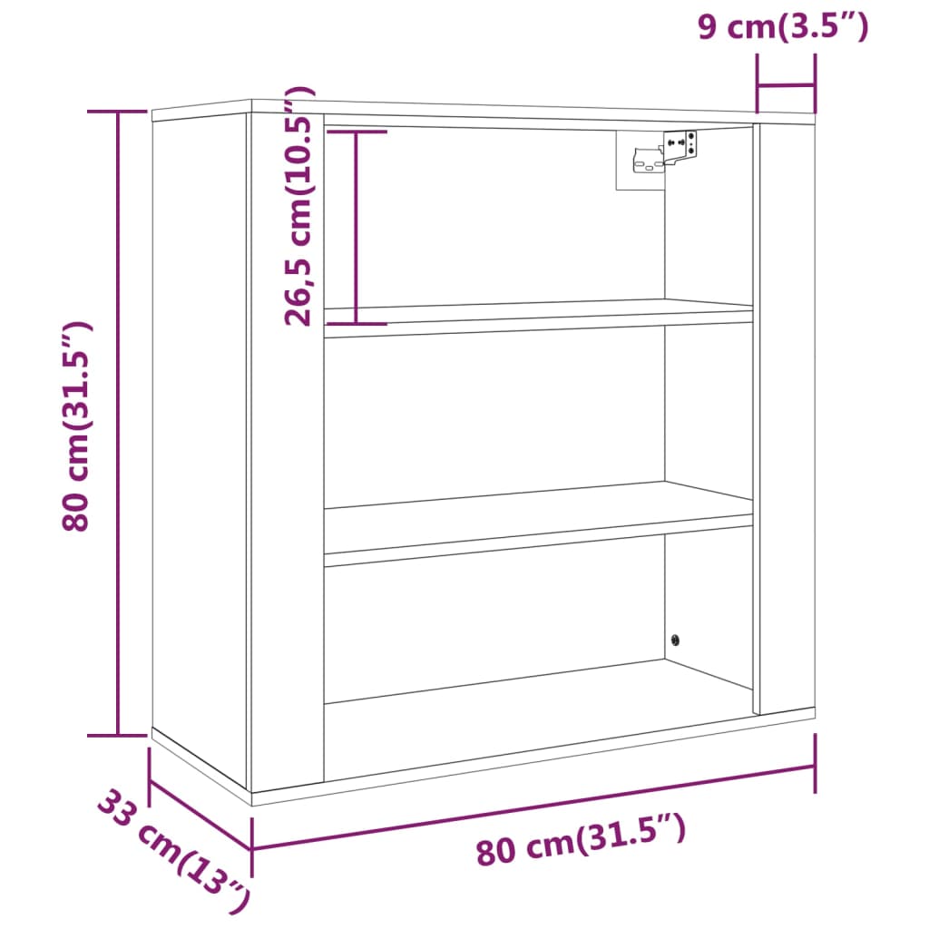 vidaXL Wall Cabinet White 80x33x80 cm Engineered Wood