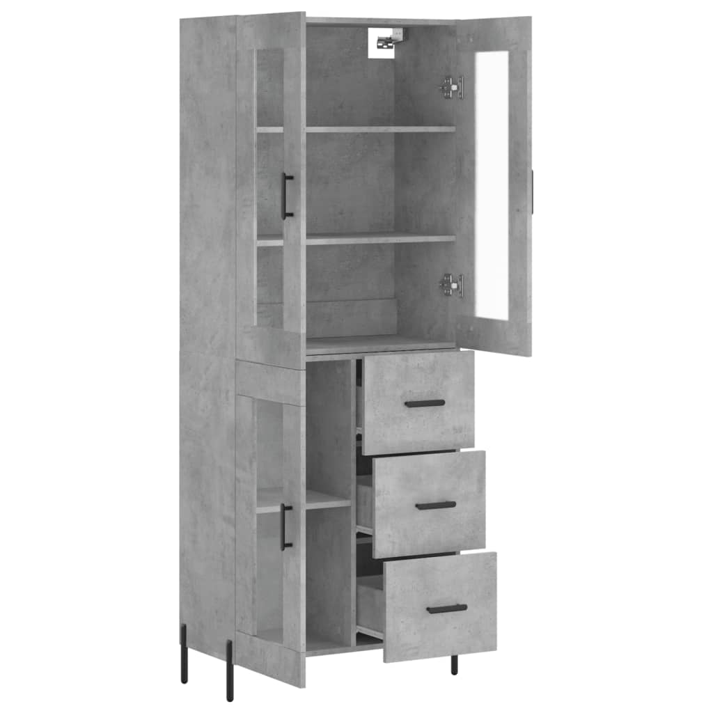 vidaXL Highboard Concrete Grey 69.5x34x180 cm Engineered Wood