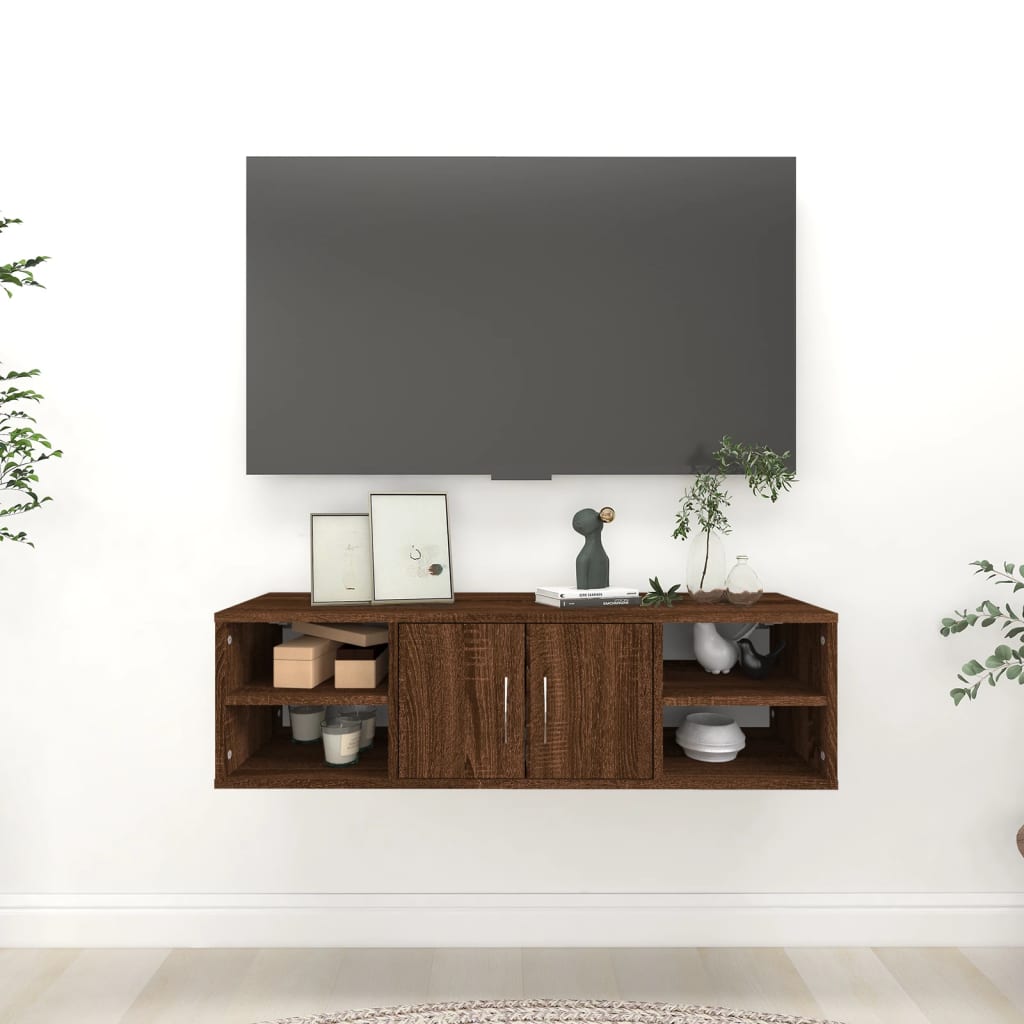 vidaXL Wall Shelf Brown Oak 102x30x29 cm Engineered Wood