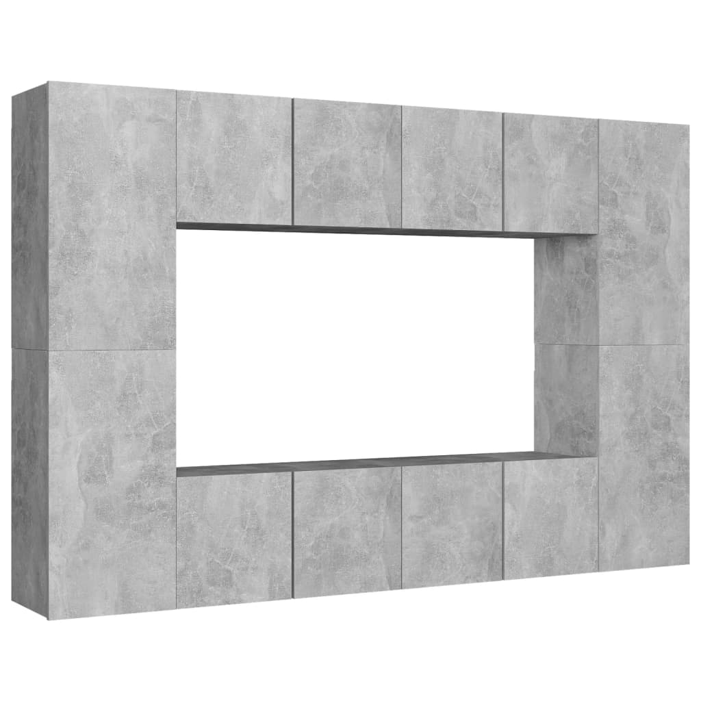 vidaXL 8 Piece TV Cabinet Set Concrete Grey Engineered Wood