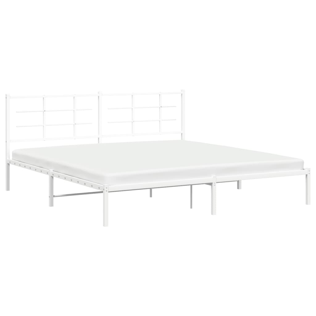 vidaXL Metal Bed Frame without Mattress with Headboard White 200x200 cm