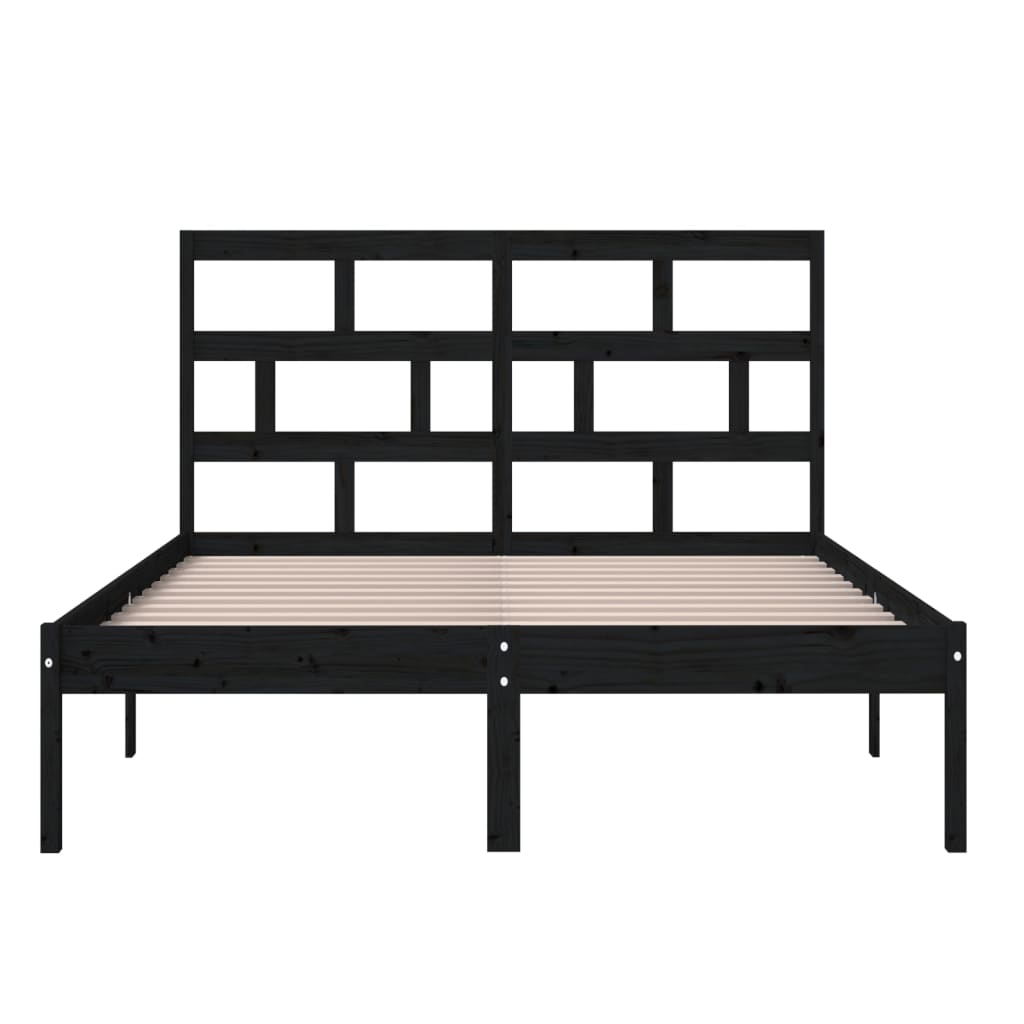 vidaXL Bed Frame without Mattress Black Solid Wood 140x200 cm (810021+814198)