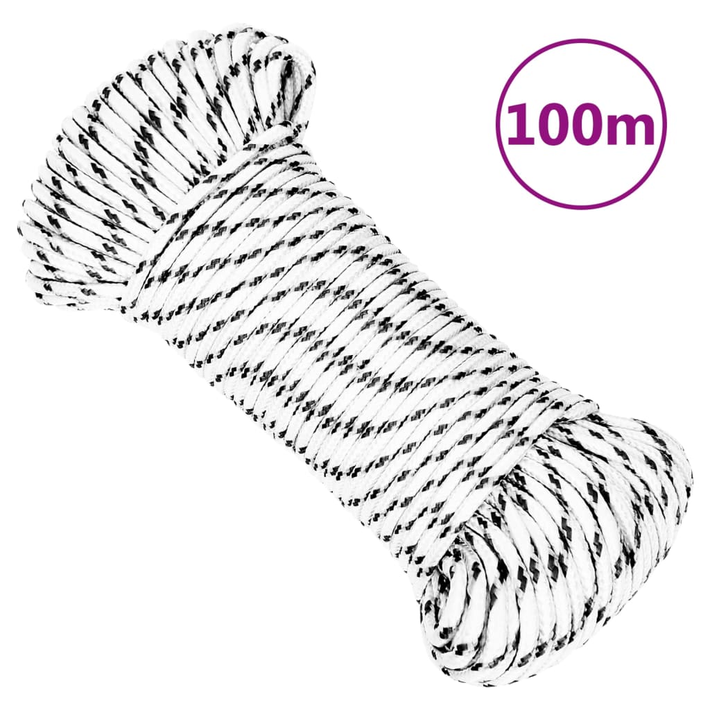 vidaXL Braided Boat Rope White 5 mmx100 m Polyester