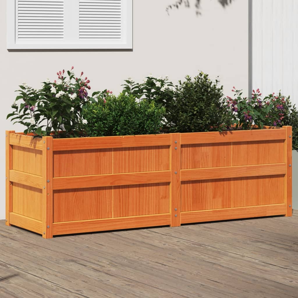 vidaXL Garden Planter Wax Brown 150x50x50 cm Solid Wood Pine