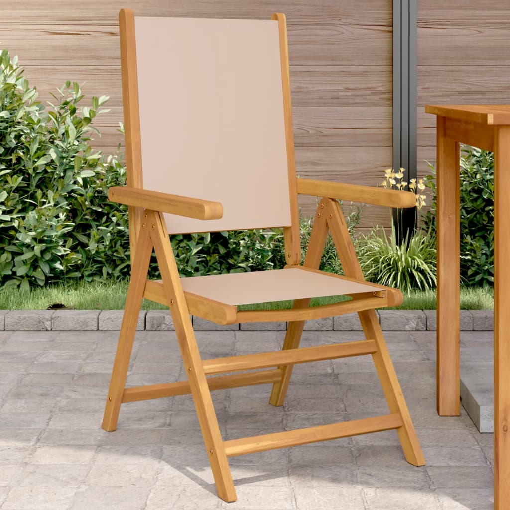 vidaXL Garden Chairs 2 pcs Taupe Solid Wood Acacia and Fabric