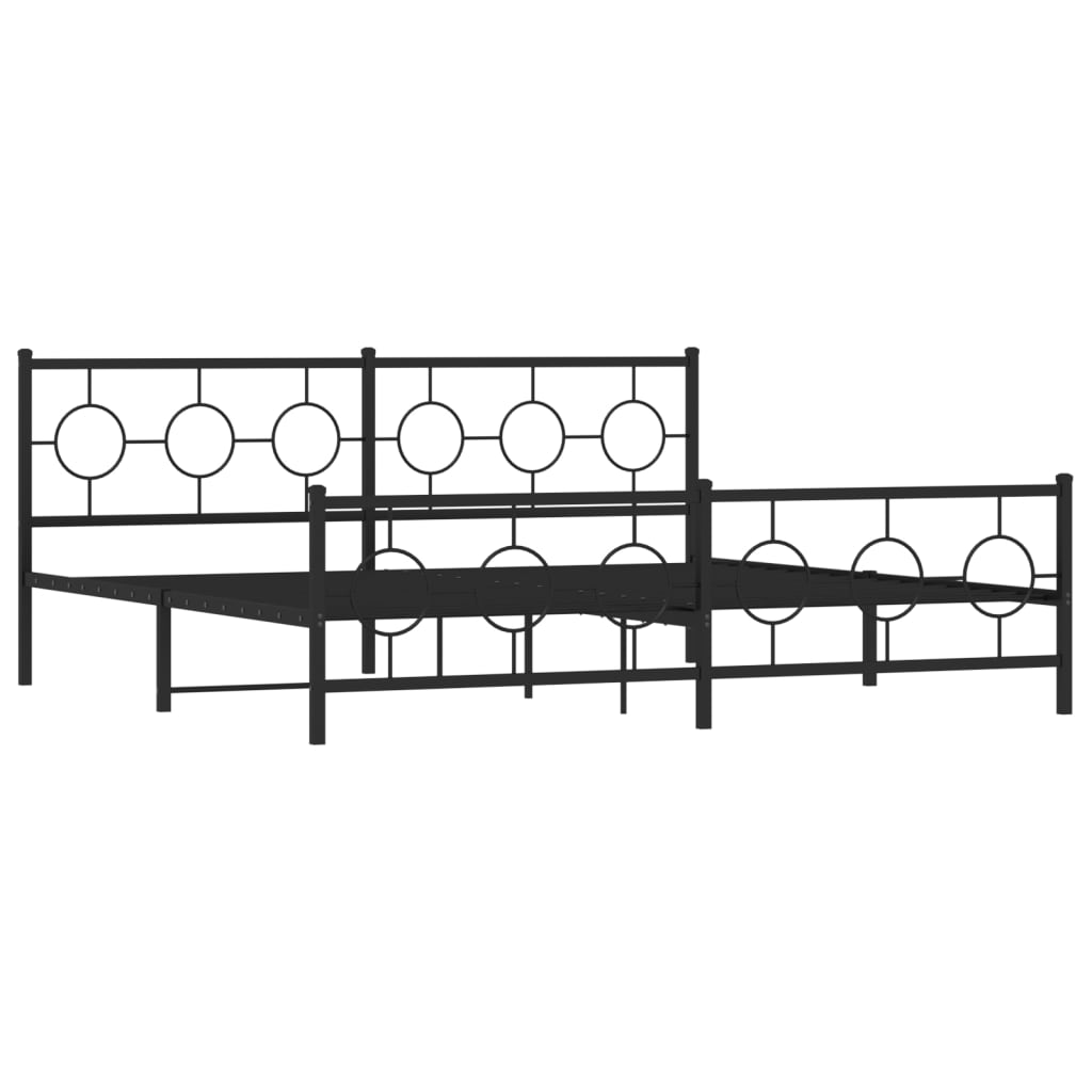 vidaXL Metal Bed Frame without Mattress with Footboard Black 200x200 cm