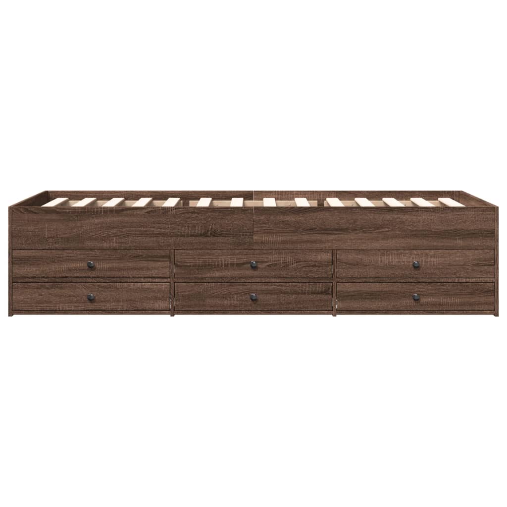 vidaXL Daybed with Drawers without Mattress Brown Oak 75x190 cm Small Single