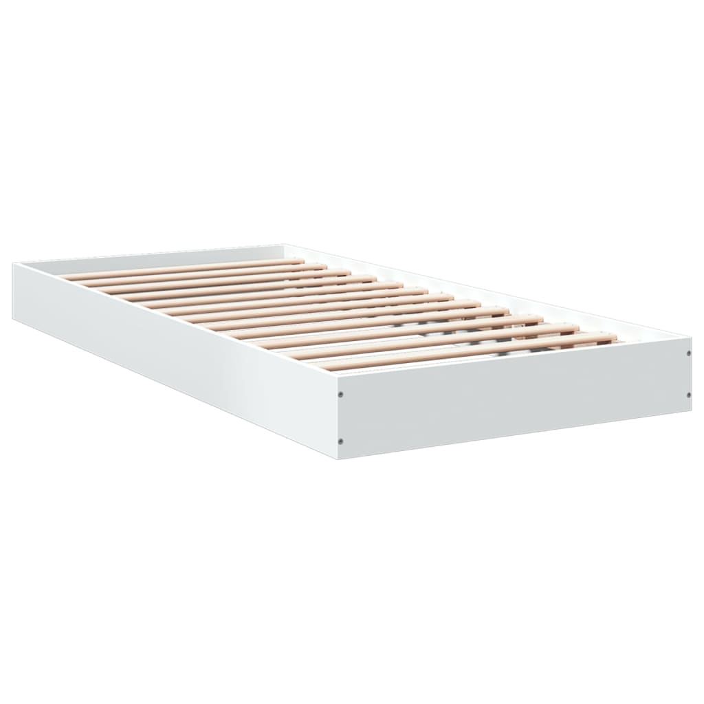 vidaXL Bed Frame without Mattress White 75x190 cm Small Single Engineered Wood