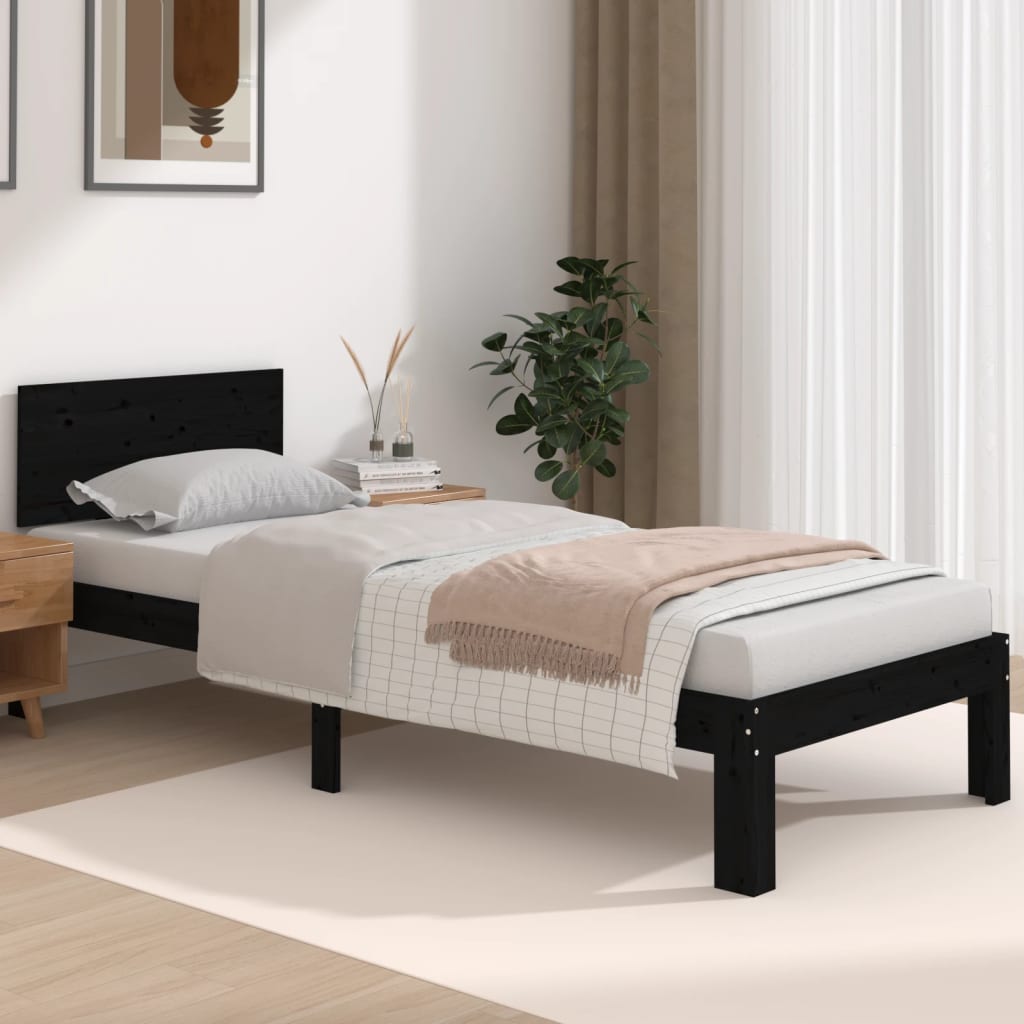 vidaXL Bed Frame without Mattress Black 75x190 cm Small Single