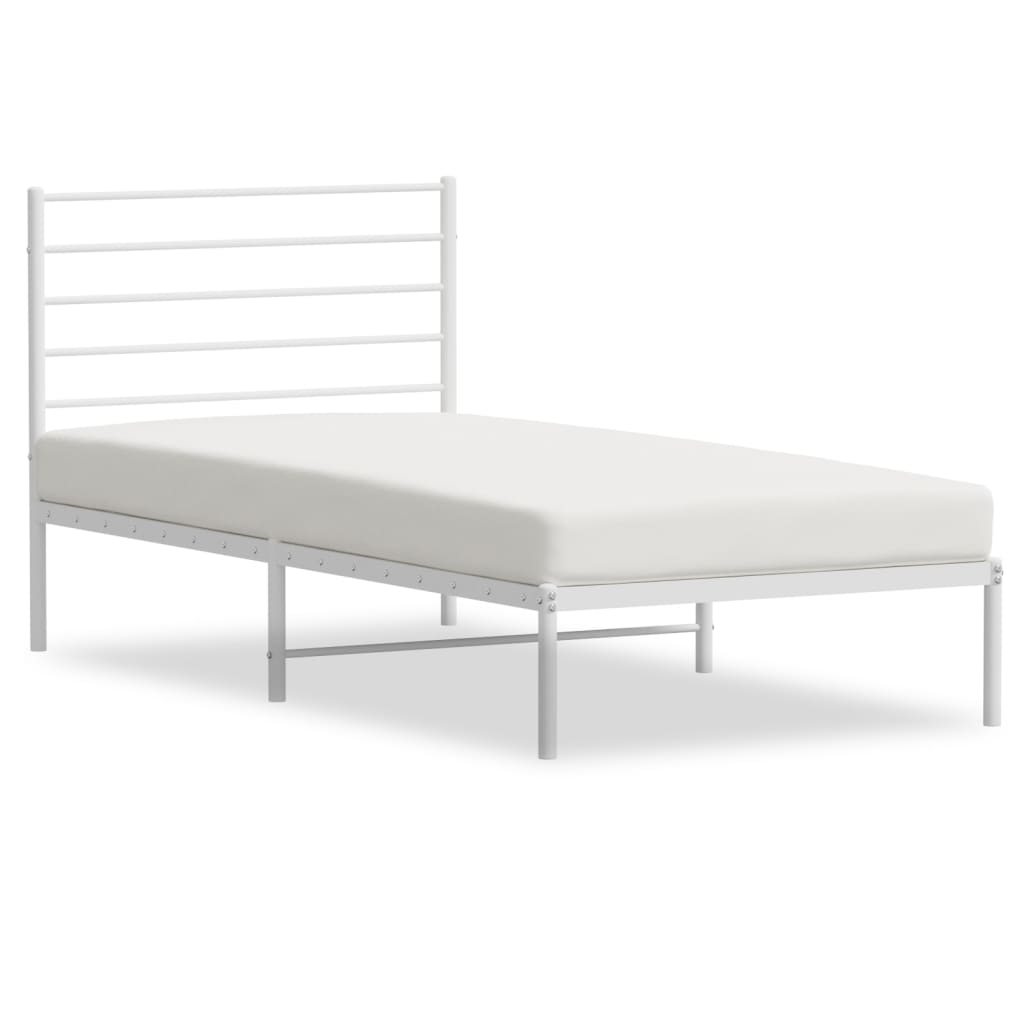 vidaXL Metal Bed Frame without Mattress with Headboard White 100x190 cm