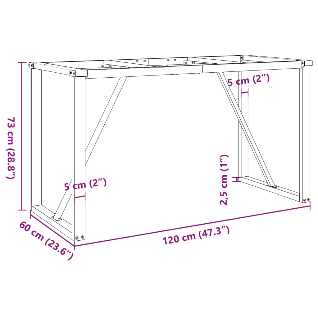 vidaXL Dining Table Legs O-Frame 120x60x73 cm Cast Iron