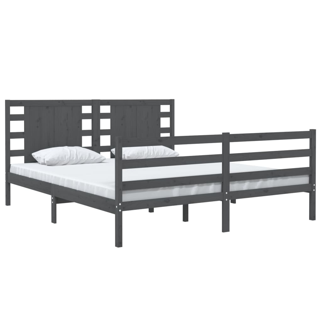 vidaXL Bed Frame without Mattress Grey 140x190 cm Solid Wood Pine