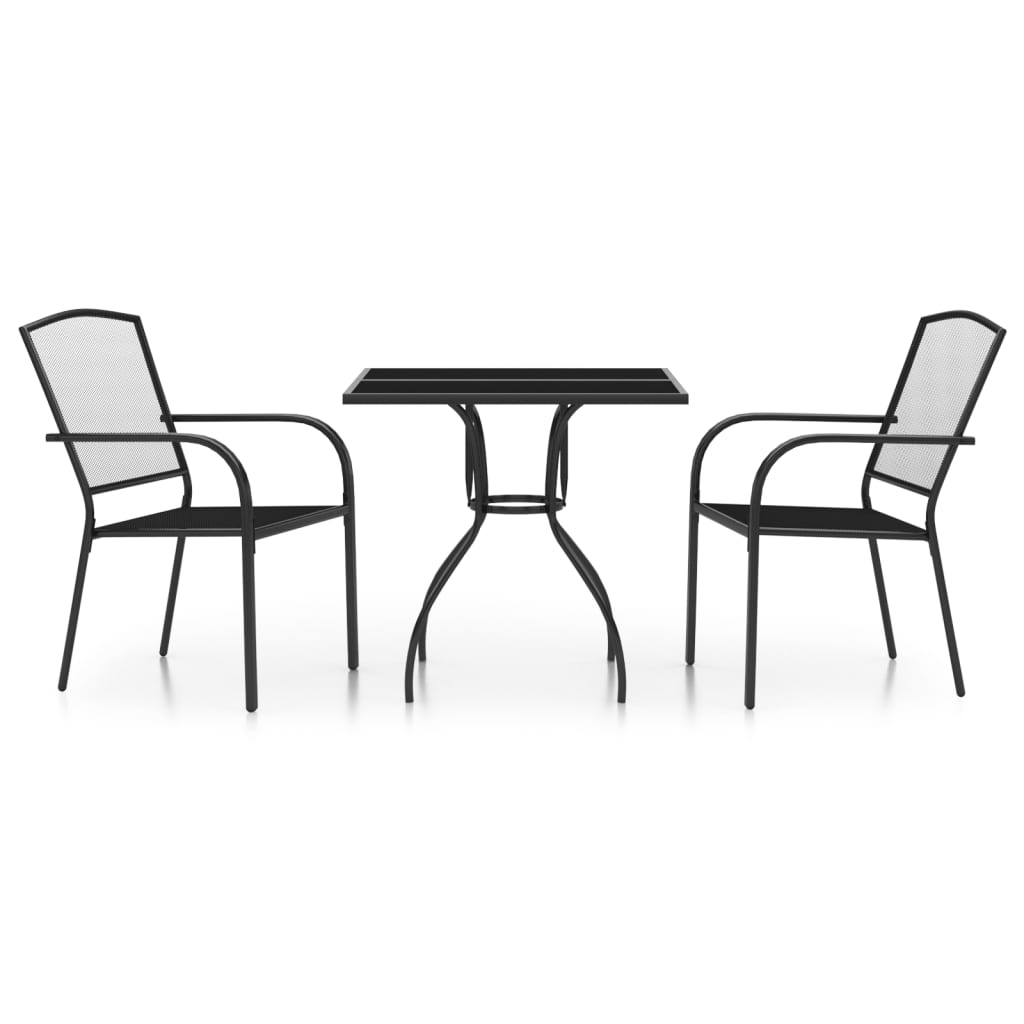 vidaXL 3 Piece Garden Dining Set Anthracite Steel