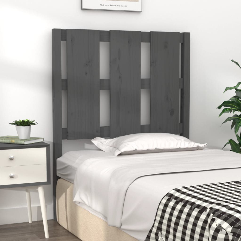 vidaXL Bed Headboard Grey 80.5x4x100 cm Solid Wood Pine