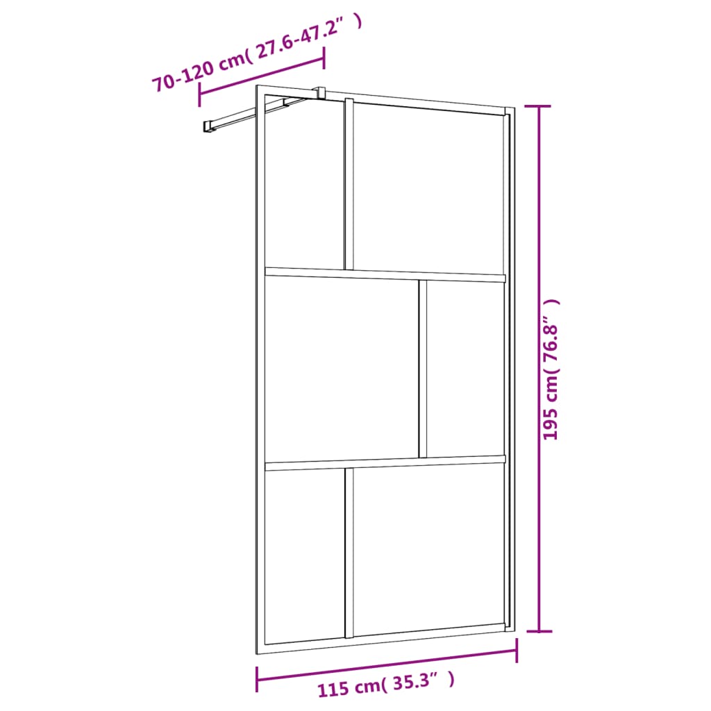 vidaXL Walk-in Shower Wall with Clear ESG Glass Red 115x195 cm