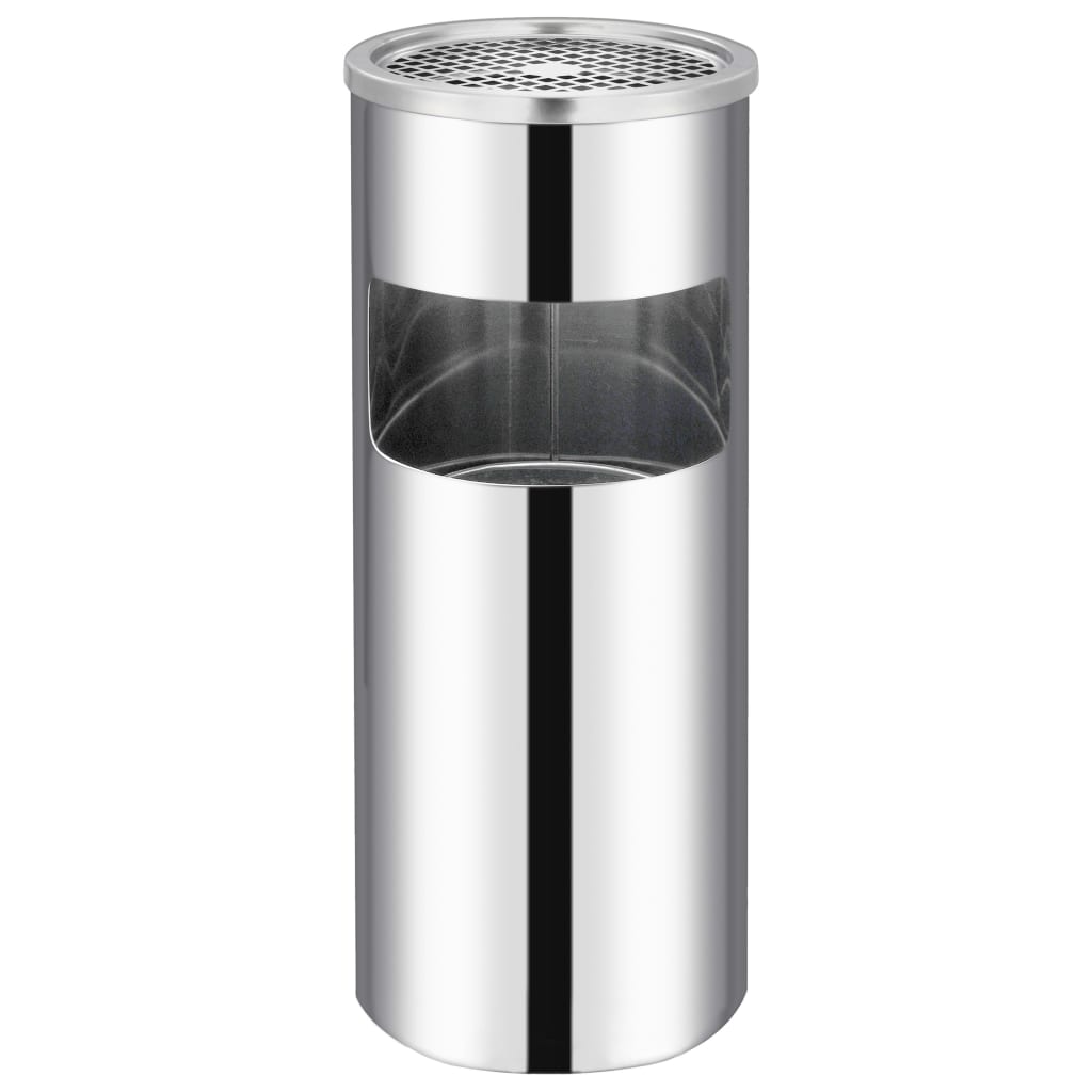 vidaXL Ashtray Dustbin Hotel 30 L Stainless Steel