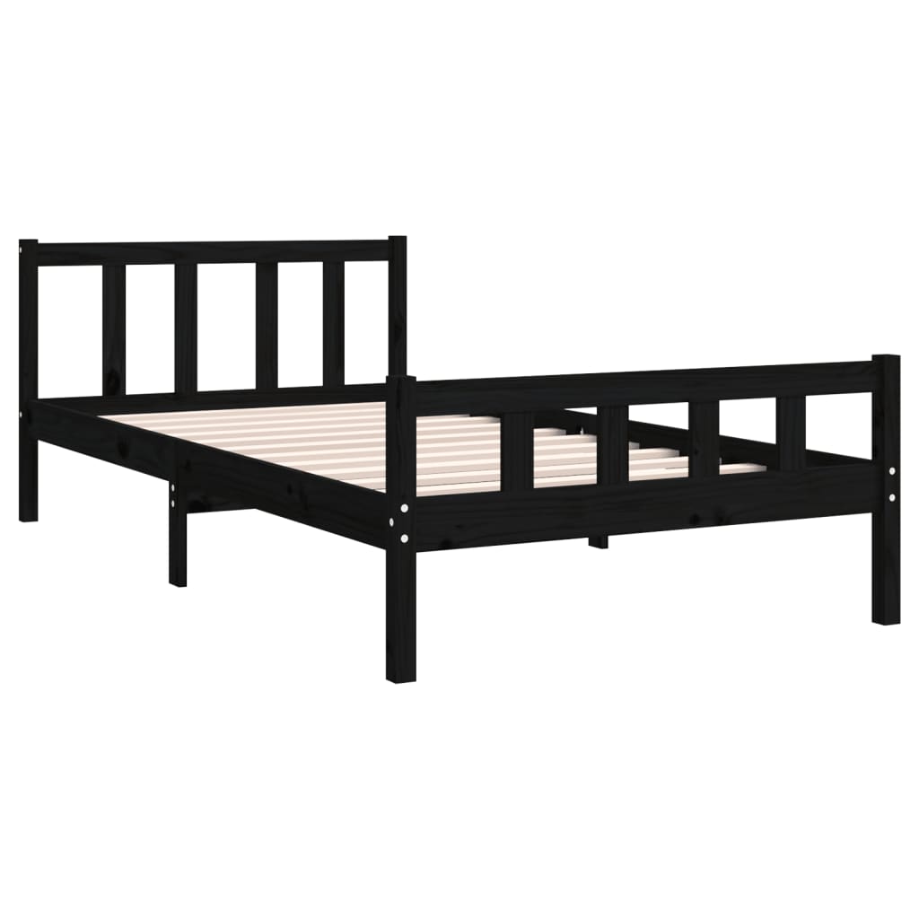 vidaXL Bed Frame without Mattress Black Solid Wood 100x200 cm